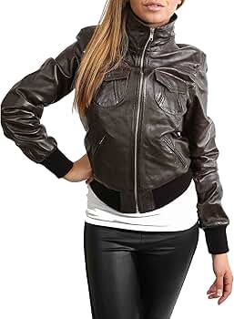 ジャケット・アウター REAL leather short bomber jacket Black Buy Women's Black Leather Short Bomber Jacket at Best Price